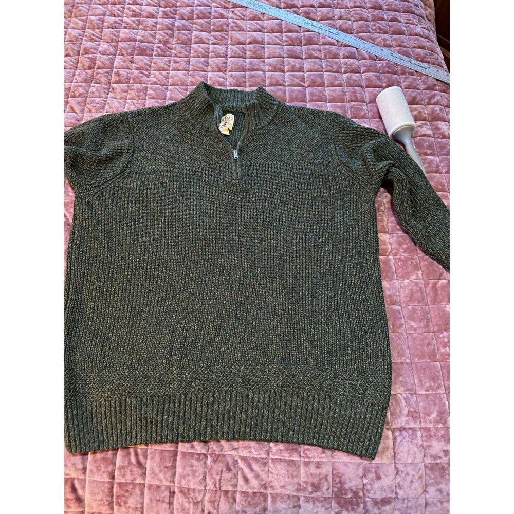 Red Head Brand Co Men’s L Dark Green Marled Quarter Zip Knit Sweater